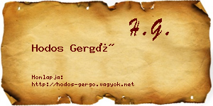 Hodos Gergő névjegykártya